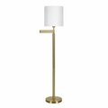 Hudson & Canal Henn &amp; Hart  Moby Swing Arm Brass Floor Lamp with Drum Shade FL0364